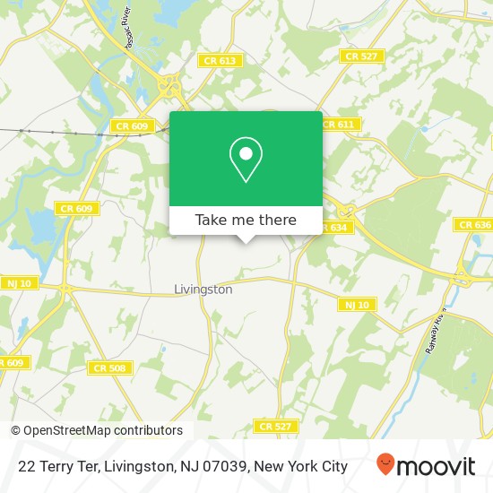 Mapa de 22 Terry Ter, Livingston, NJ 07039