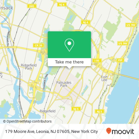 Mapa de 179 Moore Ave, Leonia, NJ 07605