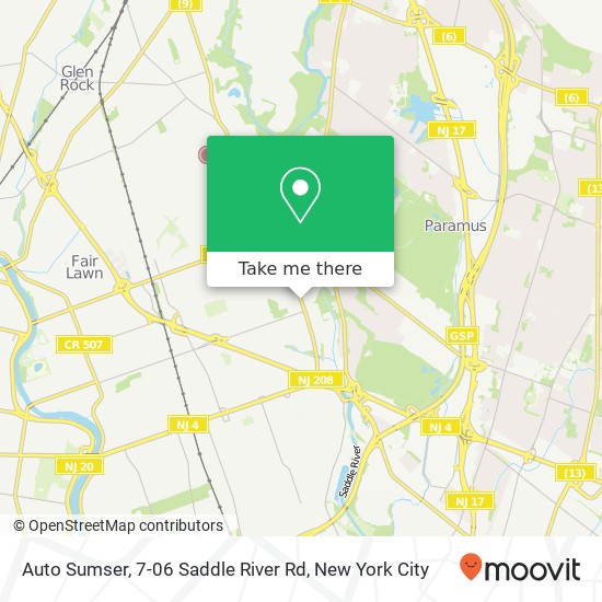 Mapa de Auto Sumser, 7-06 Saddle River Rd