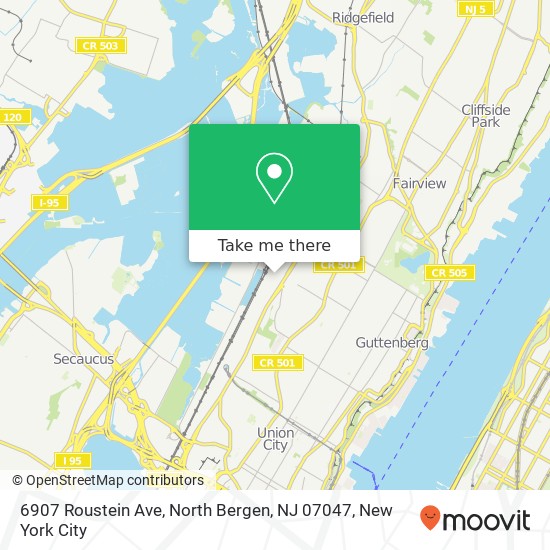 Mapa de 6907 Roustein Ave, North Bergen, NJ 07047