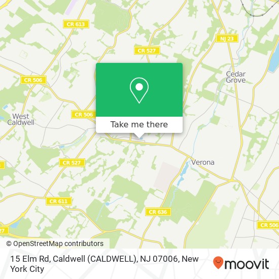 15 Elm Rd, Caldwell (CALDWELL), NJ 07006 map