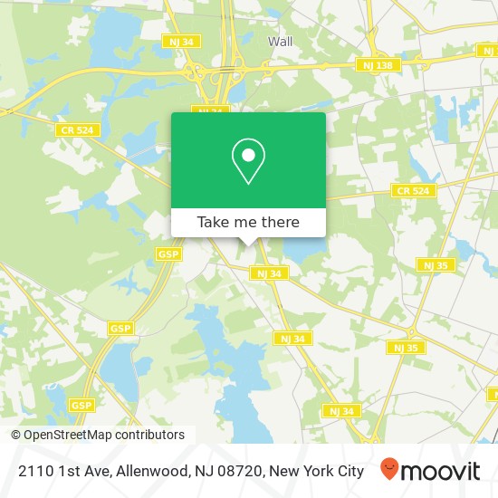 Mapa de 2110 1st Ave, Allenwood, NJ 08720