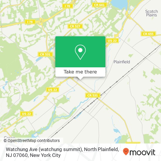 Mapa de Watchung Ave (watchung summit), North Plainfield, NJ 07060