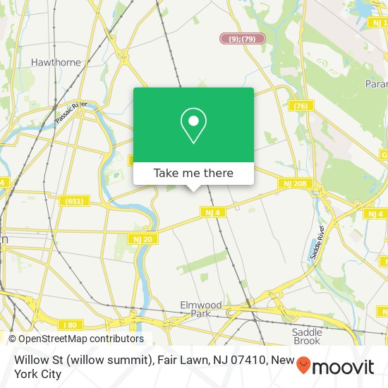 Mapa de Willow St (willow summit), Fair Lawn, NJ 07410