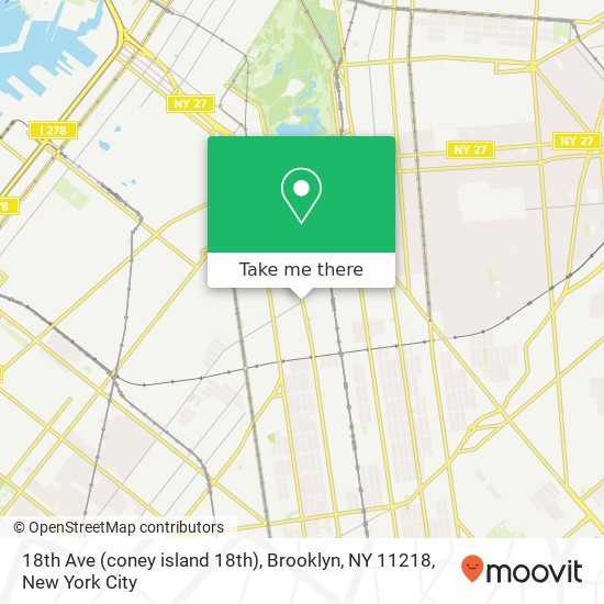 Mapa de 18th Ave (coney island 18th), Brooklyn, NY 11218