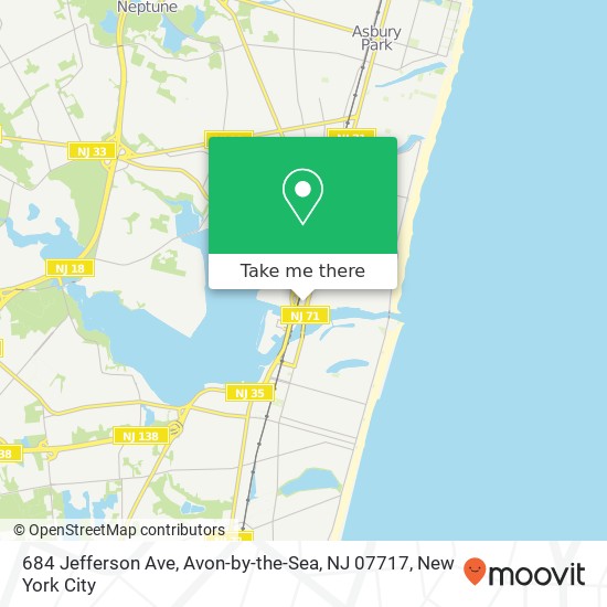 Mapa de 684 Jefferson Ave, Avon-by-the-Sea, NJ 07717