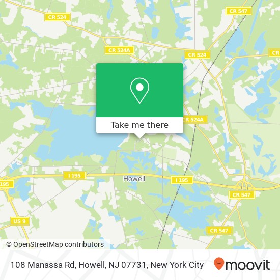 Mapa de 108 Manassa Rd, Howell, NJ 07731