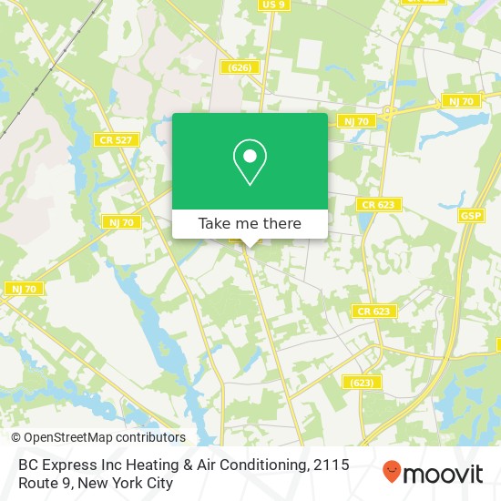 Mapa de BC Express Inc Heating & Air Conditioning, 2115 Route 9
