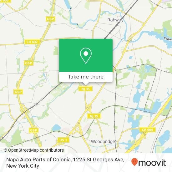 Mapa de Napa Auto Parts of Colonia, 1225 St Georges Ave