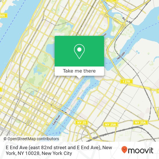 Mapa de E End Ave (east 82nd street and E End Ave), New York, NY 10028