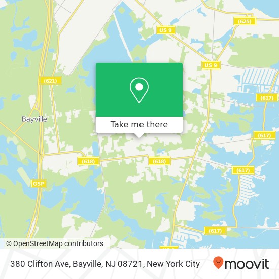 Mapa de 380 Clifton Ave, Bayville, NJ 08721