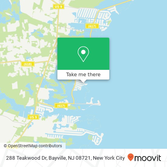 Mapa de 288 Teakwood Dr, Bayville, NJ 08721