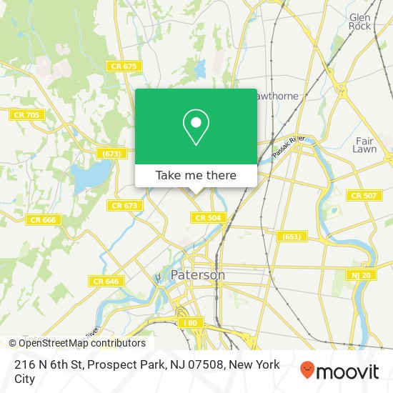 Mapa de 216 N 6th St, Prospect Park, NJ 07508