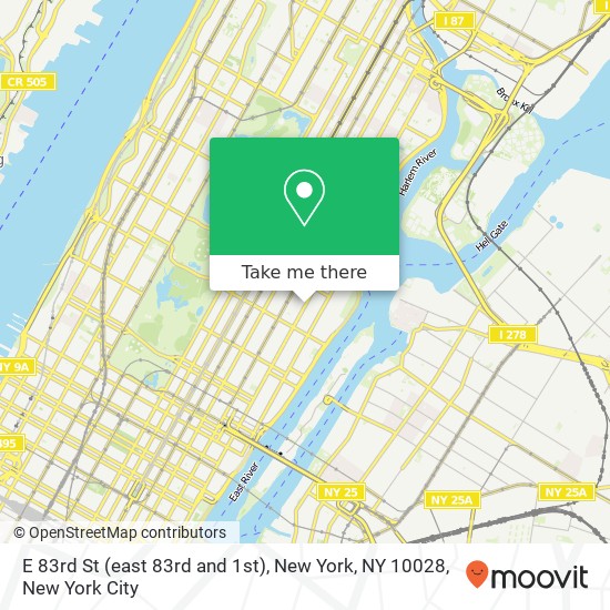 Mapa de E 83rd St (east 83rd and 1st), New York, NY 10028