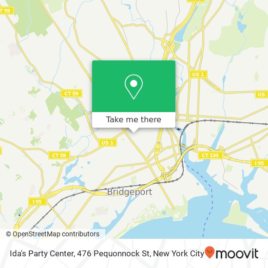 Mapa de Ida's Party Center, 476 Pequonnock St