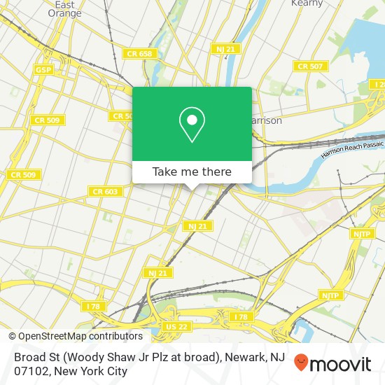 Mapa de Broad St (Woody Shaw Jr Plz at broad), Newark, NJ 07102