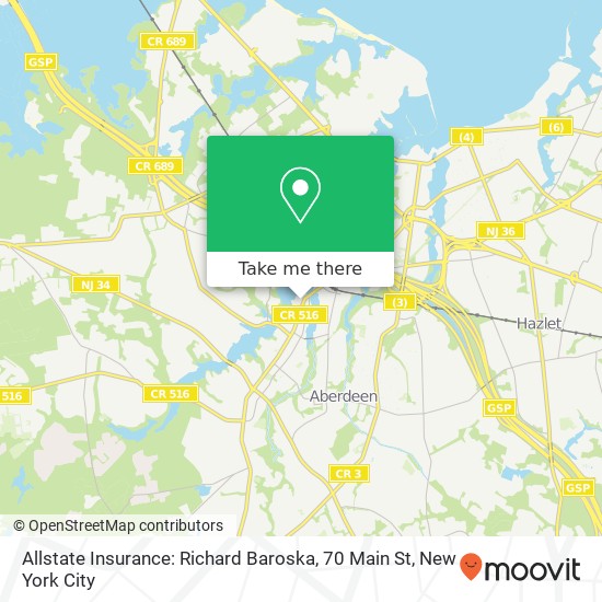 Mapa de Allstate Insurance: Richard Baroska, 70 Main St