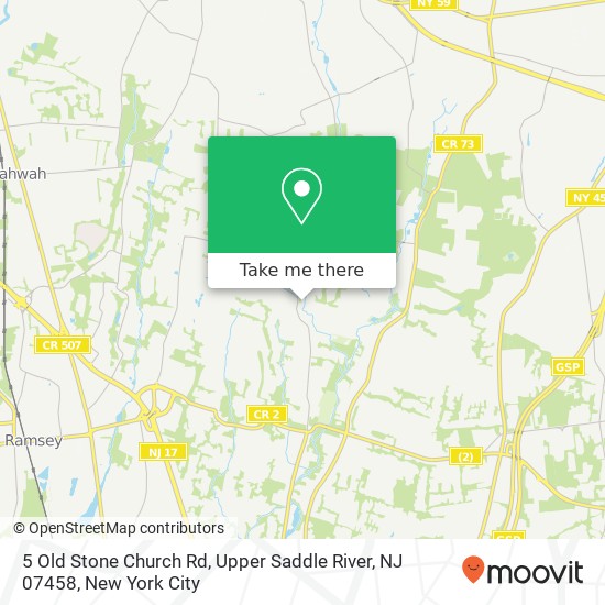 Mapa de 5 Old Stone Church Rd, Upper Saddle River, NJ 07458