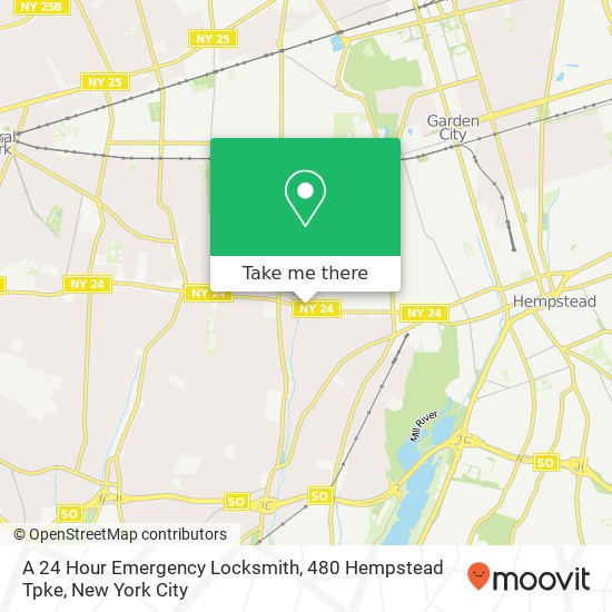 A 24 Hour Emergency Locksmith, 480 Hempstead Tpke map