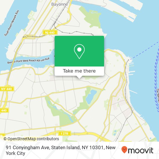 Mapa de 91 Conyingham Ave, Staten Island, NY 10301