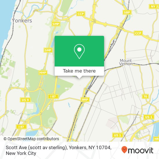 Mapa de Scott Ave (scott av sterling), Yonkers, NY 10704