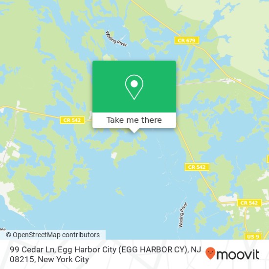 Mapa de 99 Cedar Ln, Egg Harbor City (EGG HARBOR CY), NJ 08215