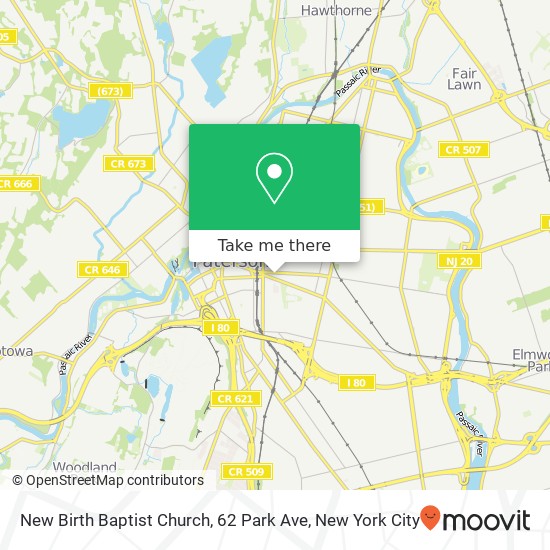 Mapa de New Birth Baptist Church, 62 Park Ave