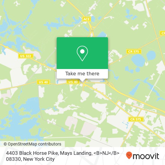 4403 Black Horse Pike, Mays Landing, <B>NJ< / B> 08330 map