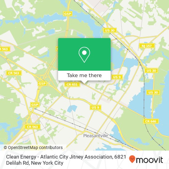 Mapa de Clean Energy - Atlantic City Jitney Association, 6821 Delilah Rd