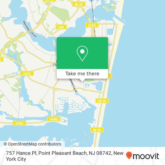 Mapa de 757 Hance Pl, Point Pleasant Beach, NJ 08742