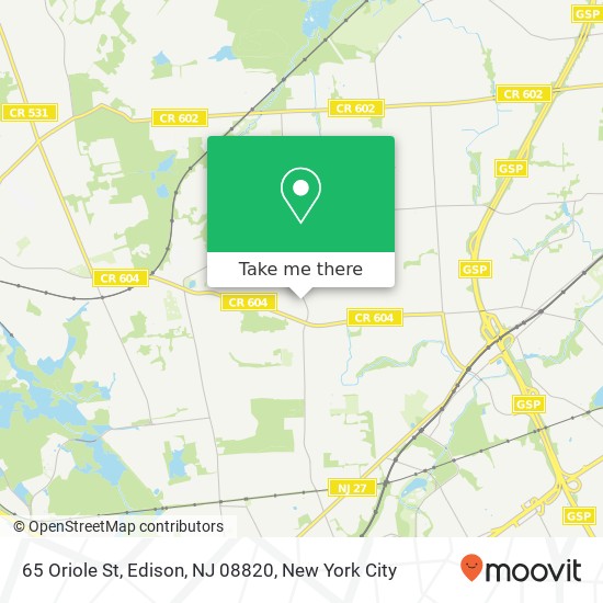 Mapa de 65 Oriole St, Edison, NJ 08820