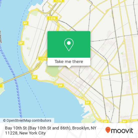 Mapa de Bay 10th St (Bay 10th St and 86th), Brooklyn, NY 11228