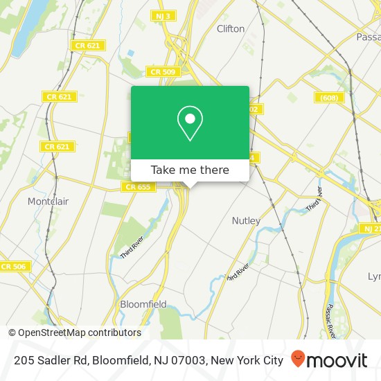 Mapa de 205 Sadler Rd, Bloomfield, NJ 07003