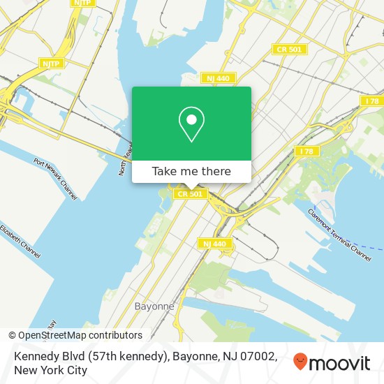 Mapa de Kennedy Blvd (57th kennedy), Bayonne, NJ 07002