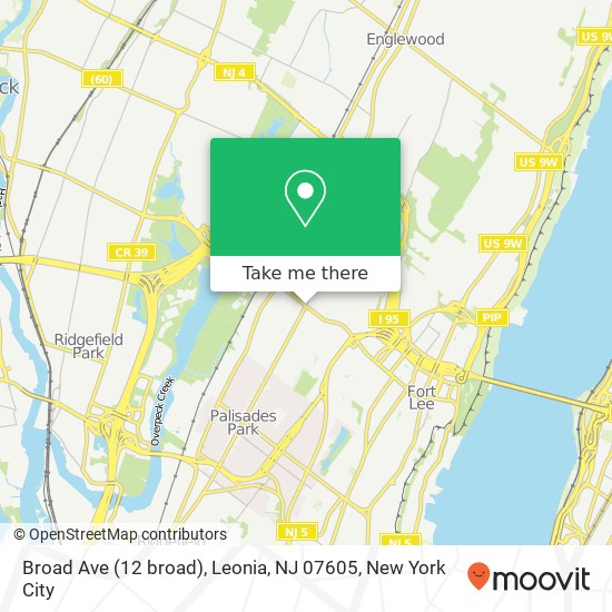 Mapa de Broad Ave (12 broad), Leonia, NJ 07605