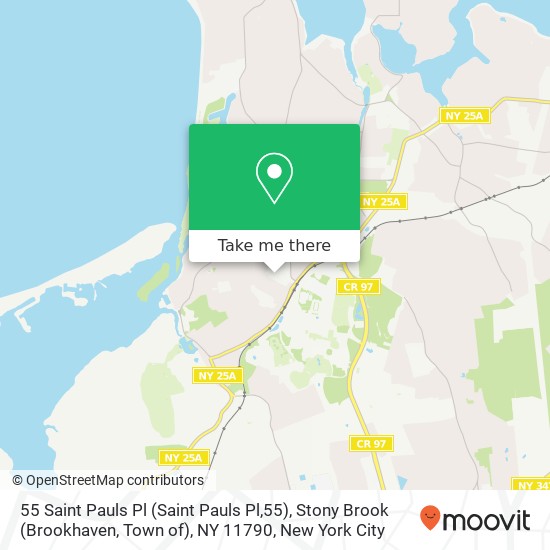 Mapa de 55 Saint Pauls Pl (Saint Pauls Pl,55), Stony Brook (Brookhaven, Town of), NY 11790