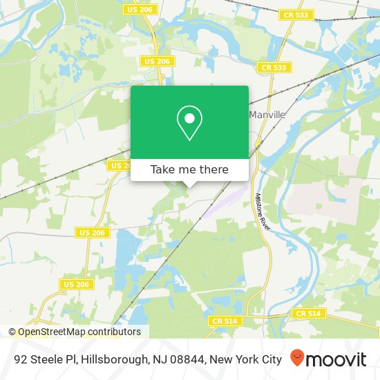Mapa de 92 Steele Pl, Hillsborough, NJ 08844