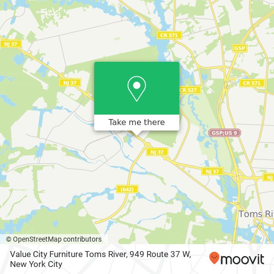 Mapa de Value City Furniture Toms River, 949 Route 37 W