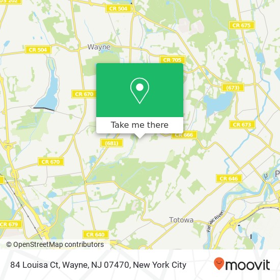 Mapa de 84 Louisa Ct, Wayne, NJ 07470