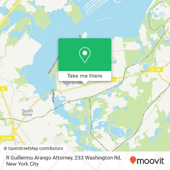 R Guillermo Arango Attorney, 233 Washington Rd map