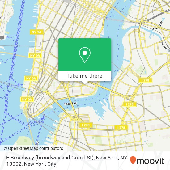 Mapa de E Broadway (broadway and Grand St), New York, NY 10002
