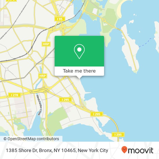 Mapa de 1385 Shore Dr, Bronx, NY 10465