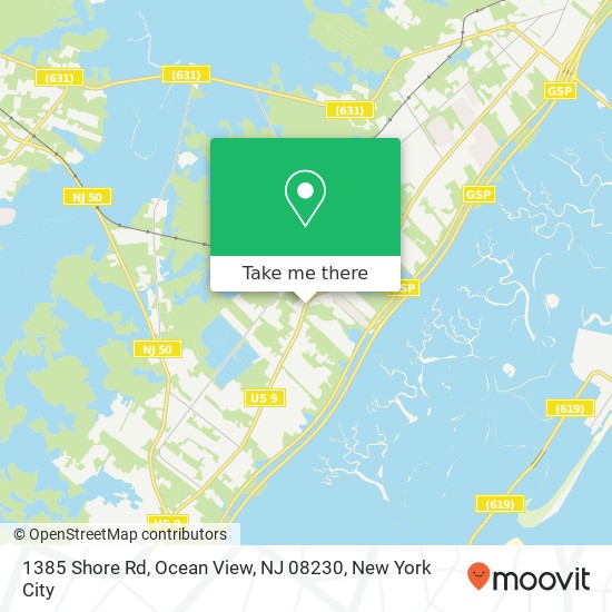 Mapa de 1385 Shore Rd, Ocean View, NJ 08230