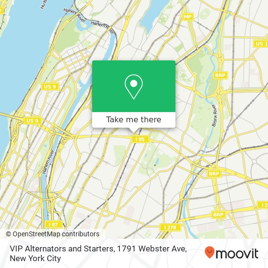 VIP Alternators and Starters, 1791 Webster Ave map