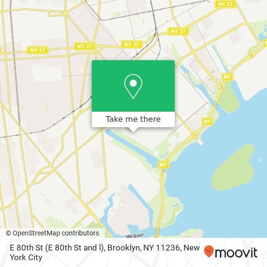 Mapa de E 80th St (E 80th St and l), Brooklyn, NY 11236