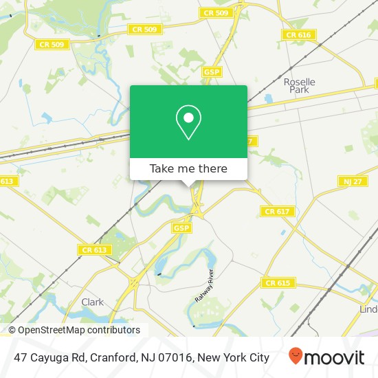 Mapa de 47 Cayuga Rd, Cranford, NJ 07016