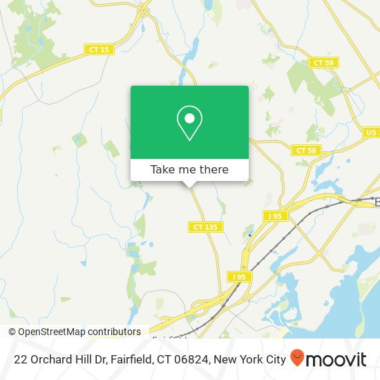 Mapa de 22 Orchard Hill Dr, Fairfield, CT 06824