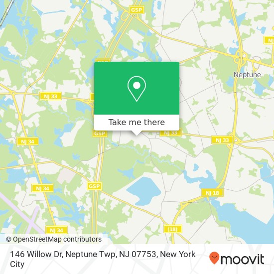 Mapa de 146 Willow Dr, Neptune Twp, NJ 07753