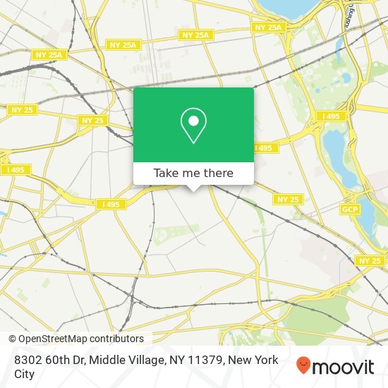 Mapa de 8302 60th Dr, Middle Village, NY 11379