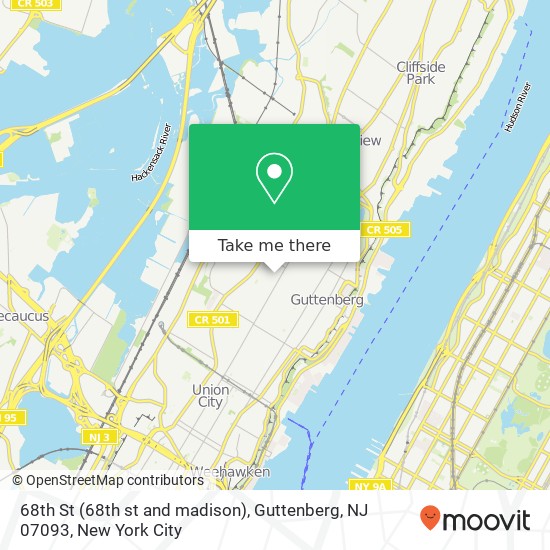 68th St (68th st and madison), Guttenberg, NJ 07093 map